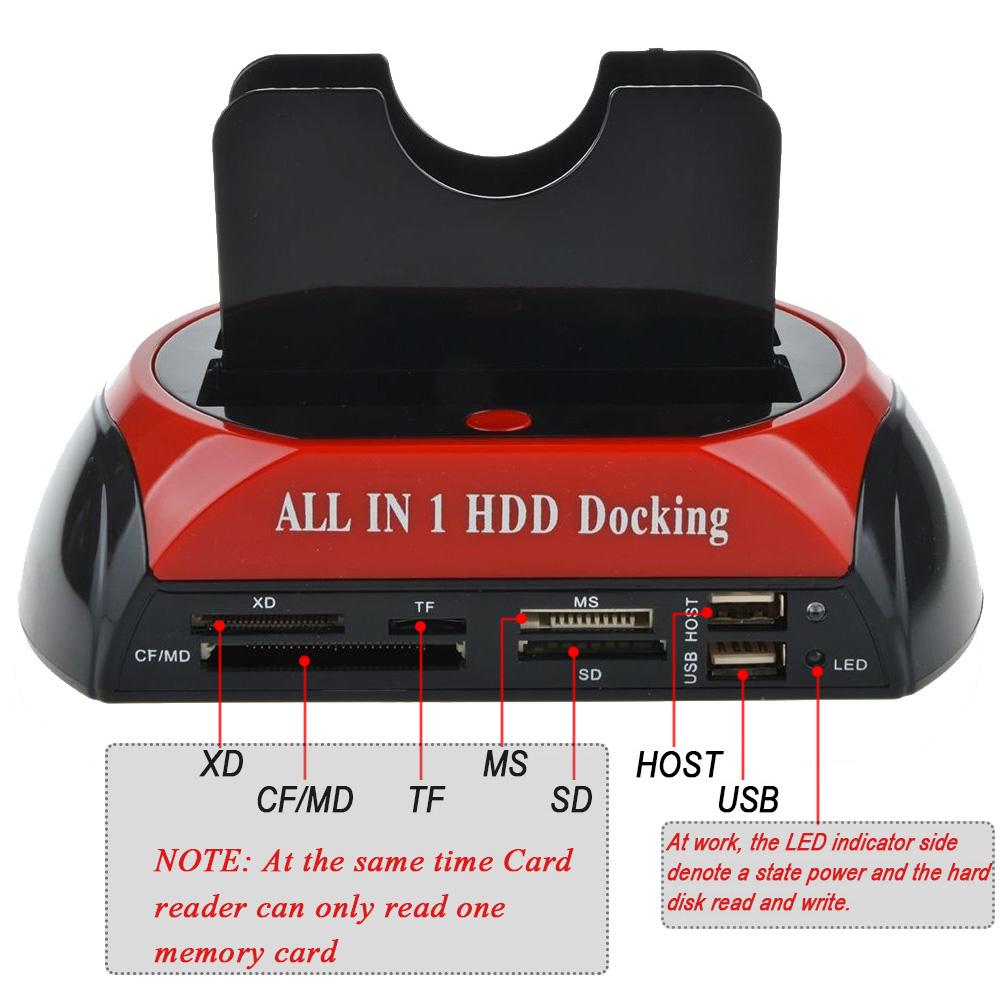 IDE/SATA Externe Festplatten-Dockingstation 2 Einschübe 2,5" 3,5" HDD UK SD-Karte