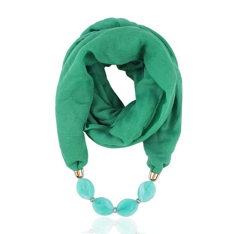 Solid Color Jewelry Statement Necklace Pendant Scarf Women Bohemia Neckerchief Foulard Femme Accessories Hijab