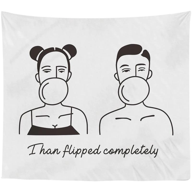 

Абстрактная пара Простые линии Фон Ткань Подвесной прокат Общежитие Прикроватное украшение Фото Живой Гобелен 100x75cm