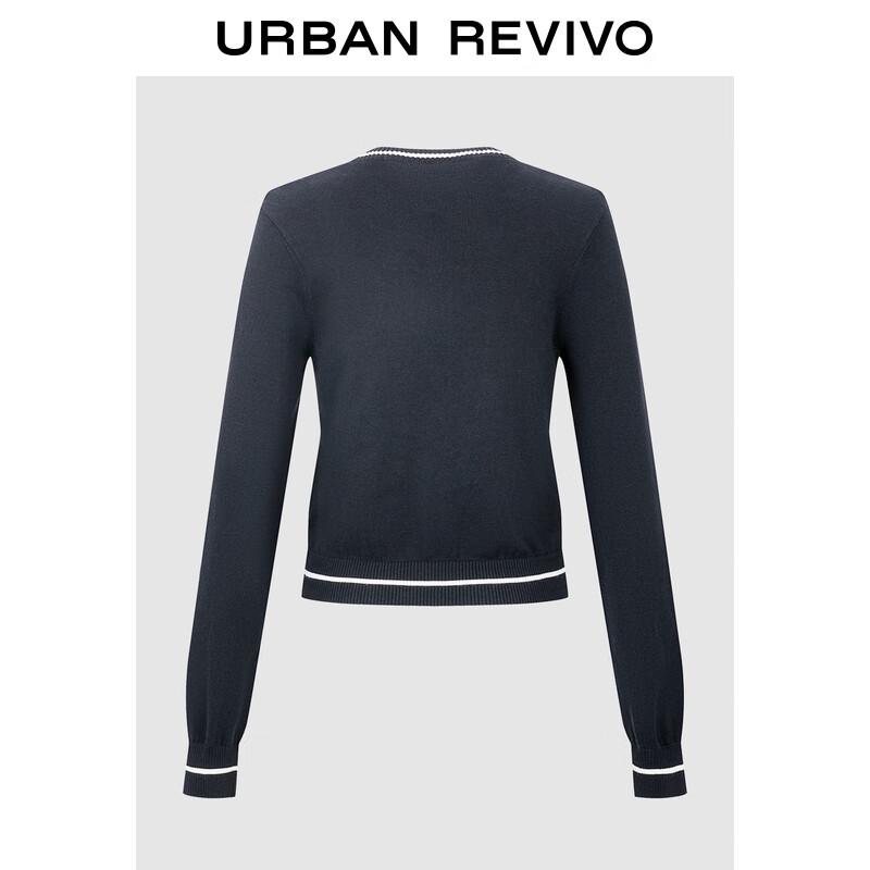 UR 2025 Women's Retro Academy Style Letter Cotton Knit Sweater