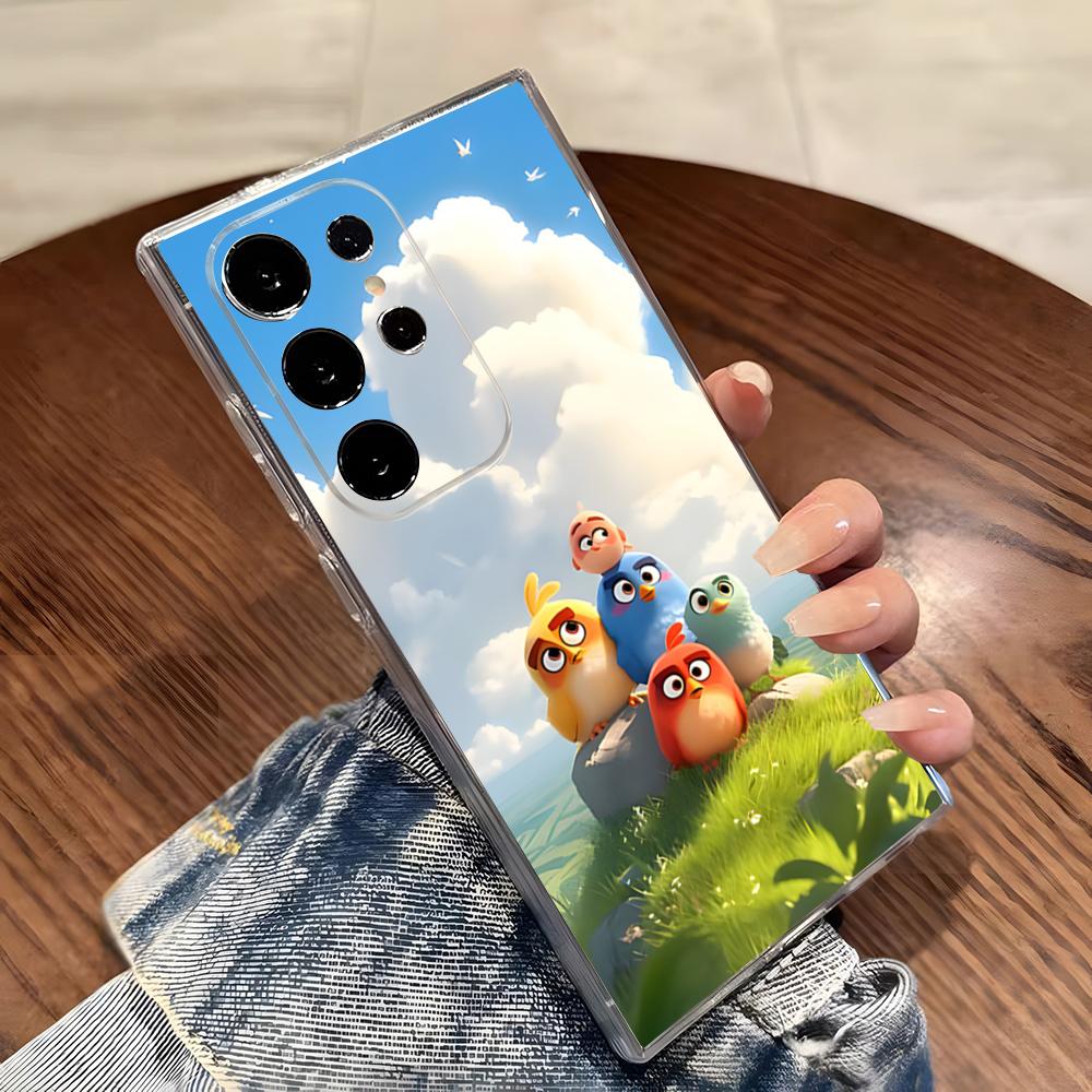 A-angry Birds Phone Case For Samsung S26 S25 S24 Ultra S23 Fe S22 S20 S21 Plus Plus 5G Fe Transparent Cover
