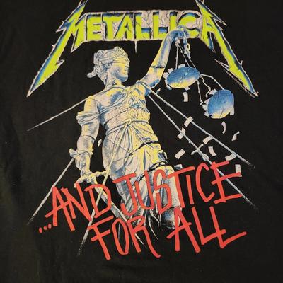 T-shirt Unisex Metallica Ispirata a Justice For All Nera Stile Anni '90 Logo Band