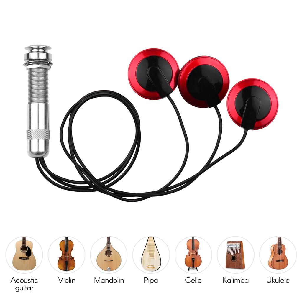 Adhesive Instrument Pickup Acoustic Guitar Pickup Mini Transducer with 1 4 Inch Connector for Violin Mandolin Ukulele