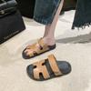 Classic large size slippers women's one-word color matching casual versatile thick-bottomed Velcro fashion beach cool slippers