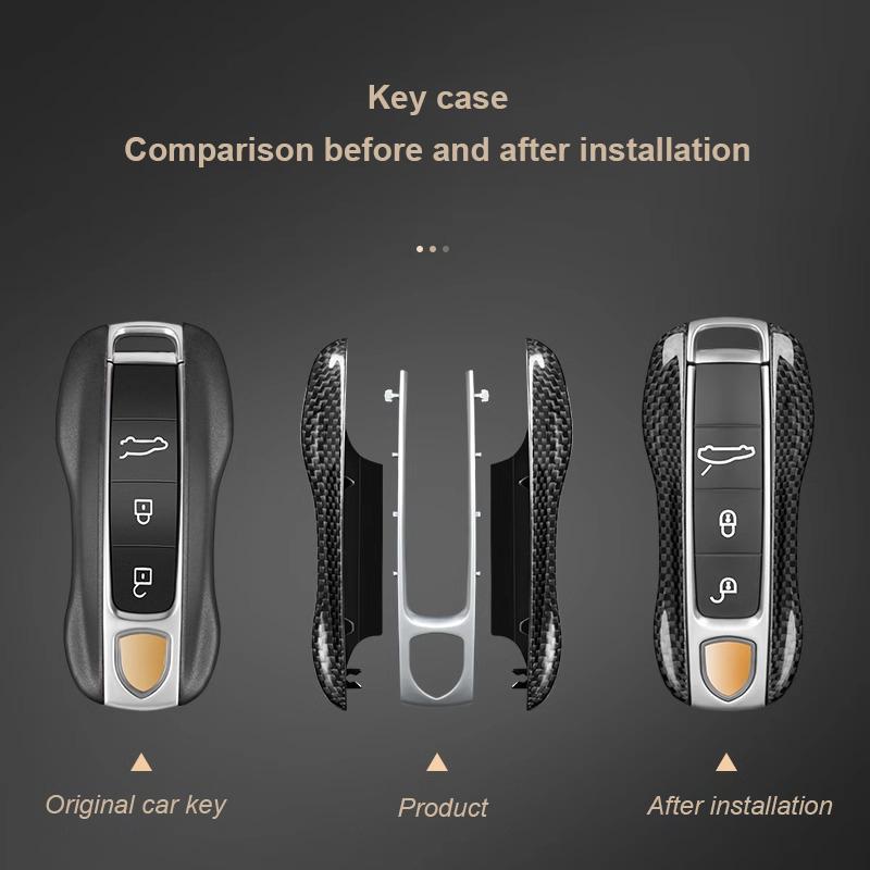 Real Carbon Fiber Key Fob Cover For Porsche Macan Cayenne 718 Boxster Cayman Panamera 911 Taycan Key Housing Cover Shell Case
