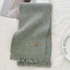 New Korean scarf autumn and winter solid color imitation cashmere warm thickened high-grade knitted scarf foreign-style high-grade