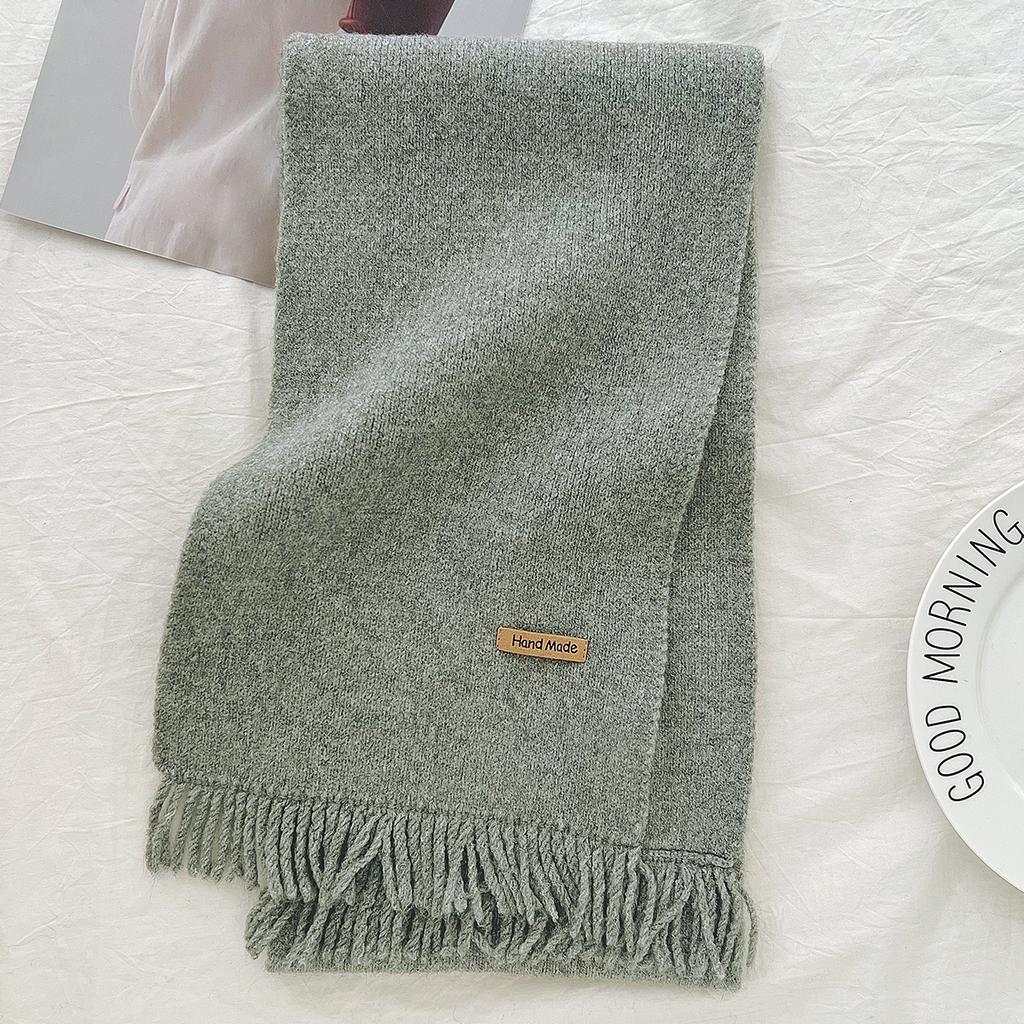 New Korean scarf autumn and winter solid color imitation cashmere warm thickened high-grade knitted scarf foreign-style high-grade