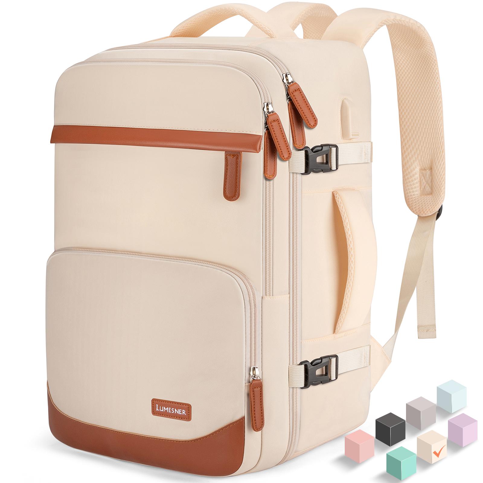 Дорожный рюкзак большой вместимости для мужчин и женщин с USB-портом для зарядки и разделительными сумками для влажной и сухой уборки, деловая сумка для выходных бежевый