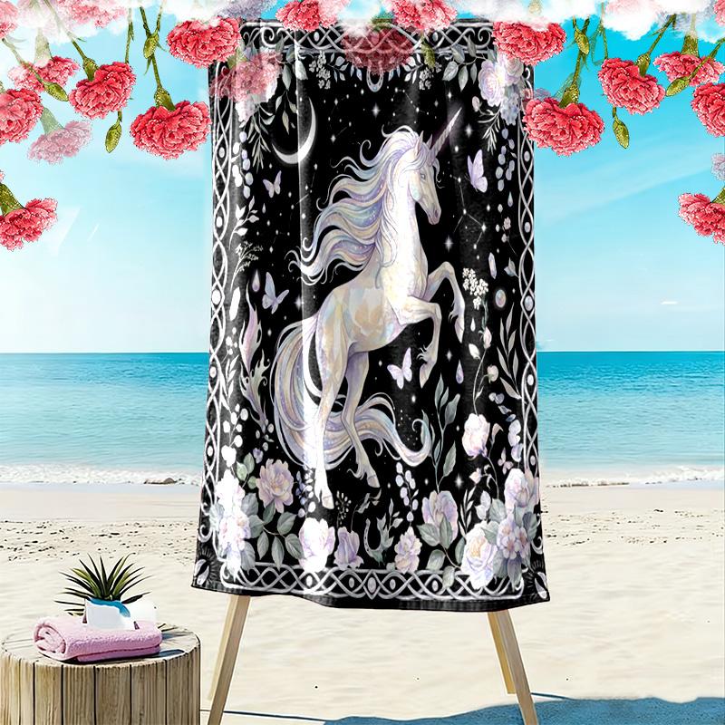 Vintage Floral Dragon Print Strandtuch, Großes Weiches Schnelltrocknendes Handtuch für Strand Camping Schwimmen