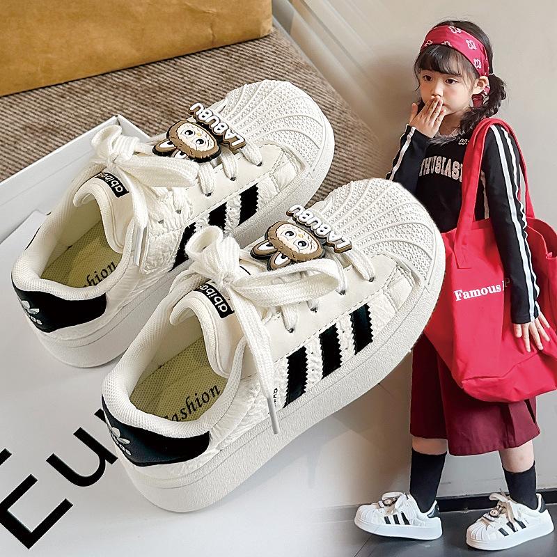 Girls Shell Head Board Shoes 2025 Spring and Autumn New Boys Sports Shoes Students White Shoes Children Soft-soled Casual Shoes