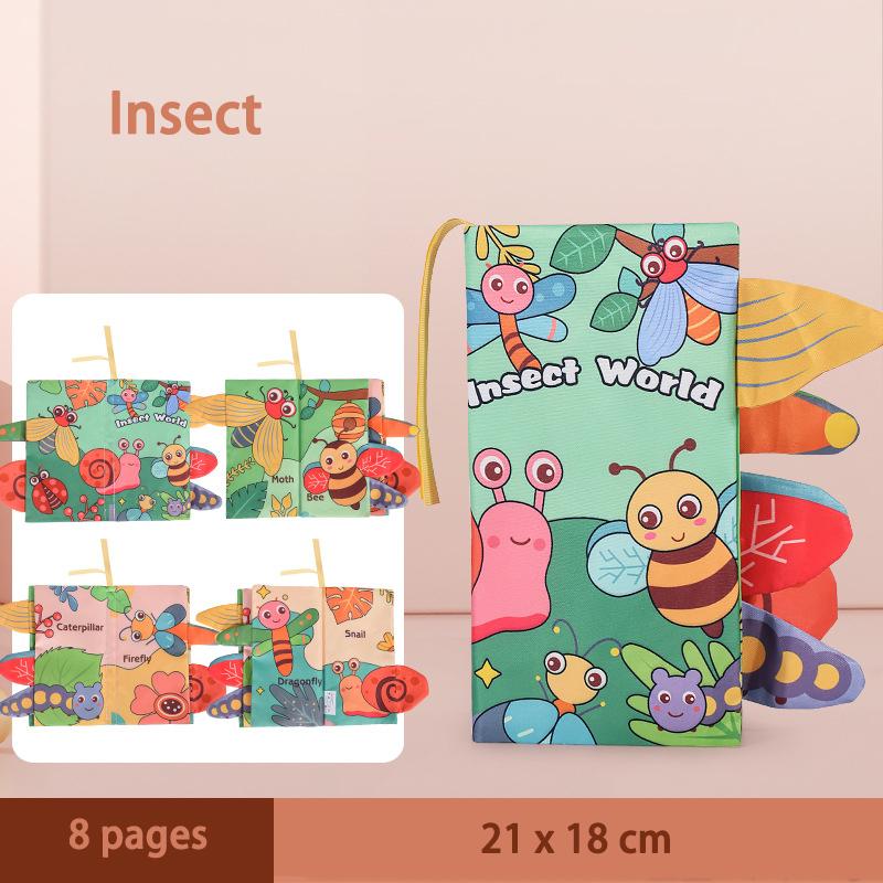 Baby Books Montessori Toys Waterproof  Soft Cloth Books 3D Animal Cognitive Infant Early Learning Educational Fabric Books Toys