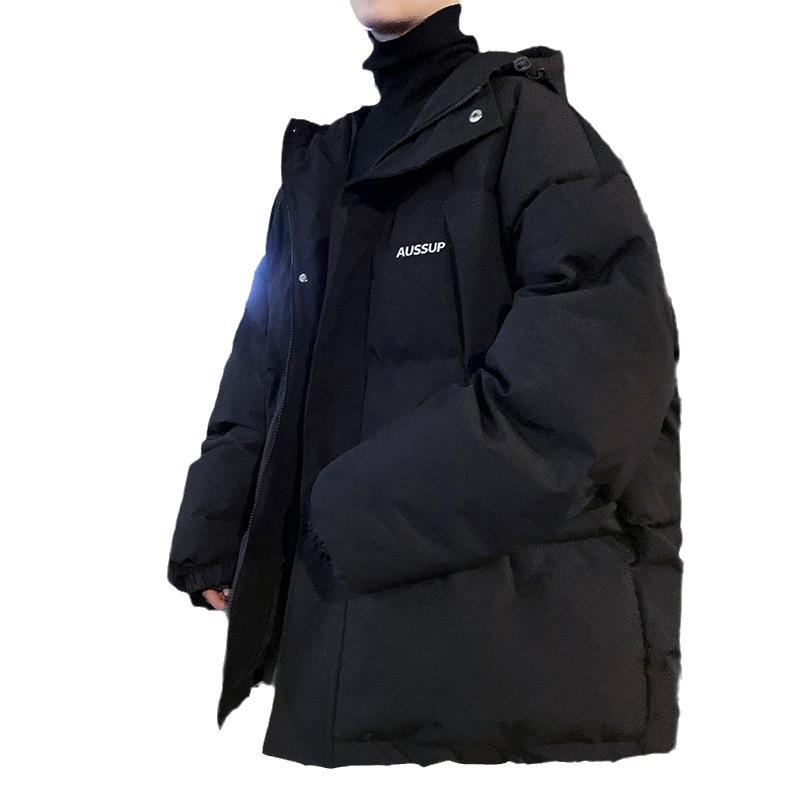 Hooded Cotton Coat Men's Winter Loose Thickened Cotton Jacket Trendy Brand Couple Student Bread Cotton Coat Warm Jacket Plus Size Men