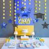 Cheerland Winter Graduation Party Decorations Blue and Gold Hanging Photo Backdrop Kit Congrats Grad Giltter 2025 Hanging Wall Banner University High