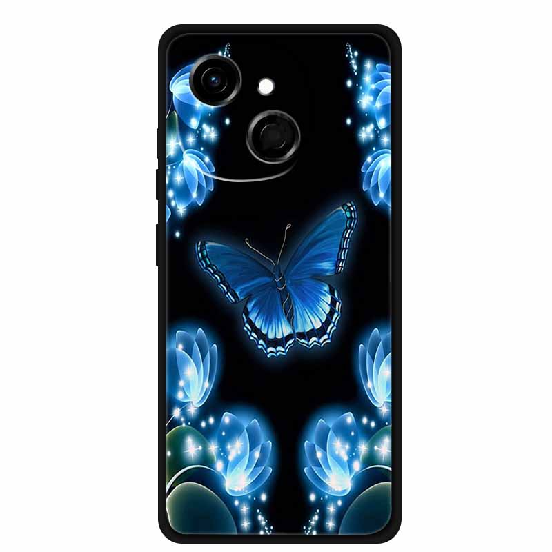 For Tecno Spark 40C Case Soft Black TPU Silicone Back Shockproof Cover for Tecno Spark40C 40 C Case Pop 10 Pro Butterfly Funda