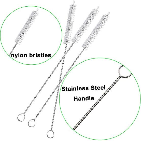 Straw Cleaner Brush Long 10 inch, 10-PCS Straw Brush of Bristles Diameter (5+8+12+16+20mm) for Cleaning Reble Straws, Sippy Cup, Water Bottles,