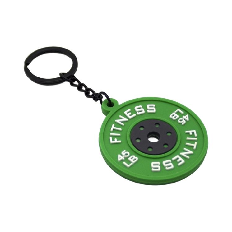 Rubber Fitness Keychain Weightlifting Theme 45lb Engraved Plate Keyring Lightweigh Barbell Plate Key Chain Accessory