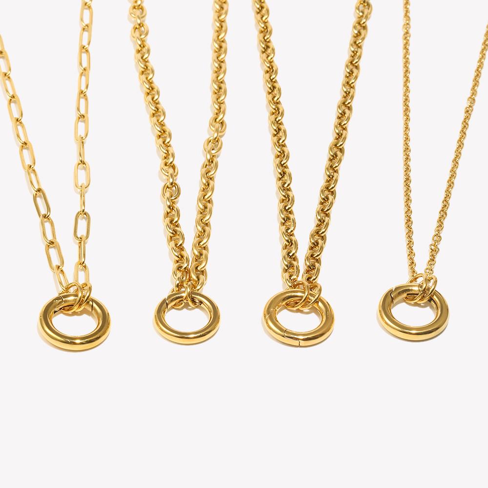 E.B.belle Runde Federstecker Halskette Edelstahl O-Kette 18 Karat Vergoldet Für DIY Schmuckherstellung Zubehör