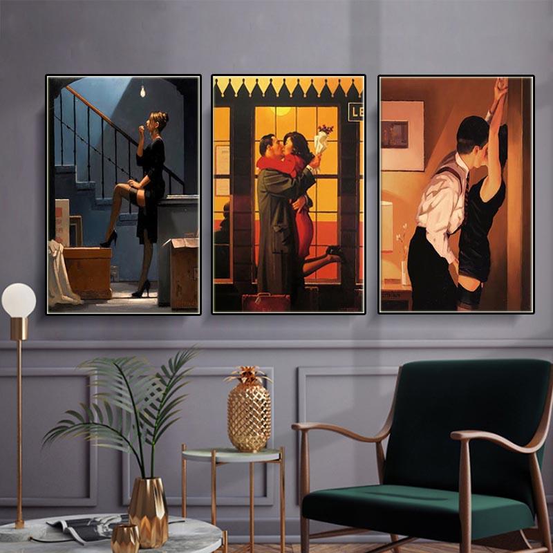 Jack Vettriano Portre Tuval Boyama Üç Duvar Posteri Ve Baskı Duvar Resimleri Yapıt Ev Dekor Oturma Odası için Cuadros