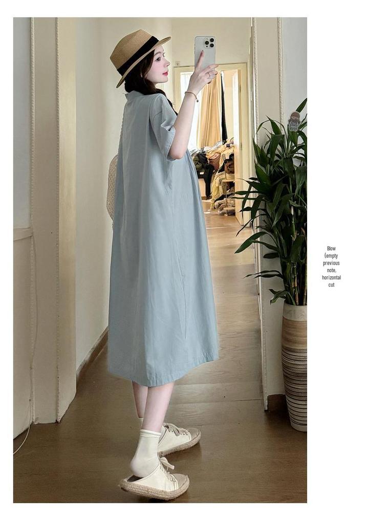 2026 Stylish A-Line Maternity Dress with Short Sleeves