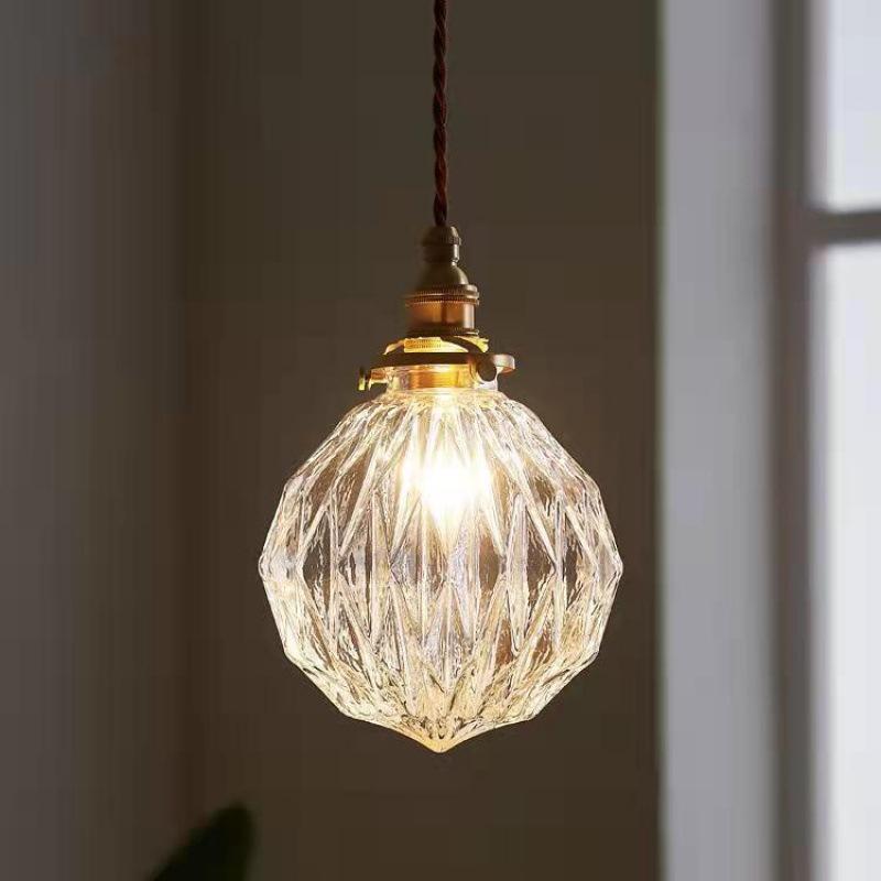 Nordic Minimalist Brass and Glass Pendant Light for Bedroom, Bedside, and Restaurant Ambience