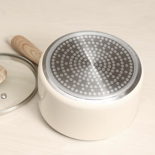 Pearl Metal Ceramill HC-870, 18cm Deep Saucepan with Ceramic Interior, Induction and Gas Compatible, Glass Lid, PFOA-Free, PTFE-Free, Metal Spatula Co