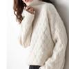 Women Casual Chic Loose Cashmere Sweater Autumn Winter Oversize Thick Long Sleeve Turtleneck Warm Knit Pullovers