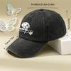 White Dog Head Cartoon Print Women's Washed Distressed Printed Hat Distressed Dad Hat Men's and Women's Retro Baseball Cap