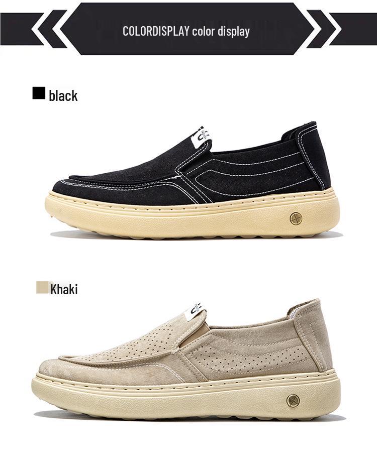 Men's Summer Breathable Slip-On Canvas Shoes - Casual, Fashionable, and Comfortable