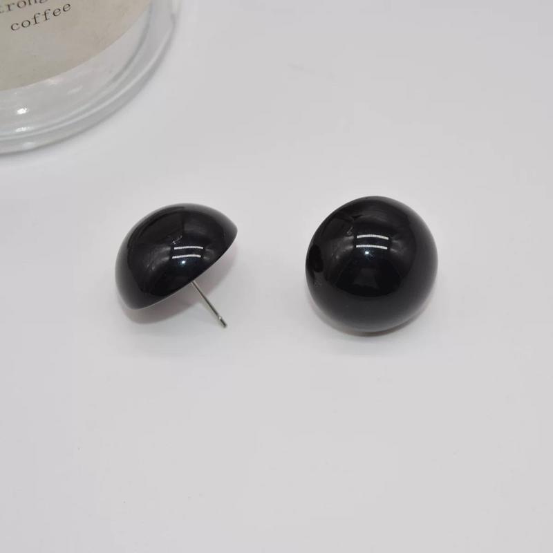 French Large Half Round Imitation Pearl Earrings For Women Minimalist Stud Earring Light Luxury Vintage Wedding Jewelry