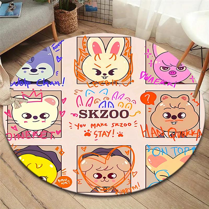 SKZ Round Area Rug,Carpet Rug for Living Room Bedroom Sofa Playroom Decor,Non-slip Floor Mat