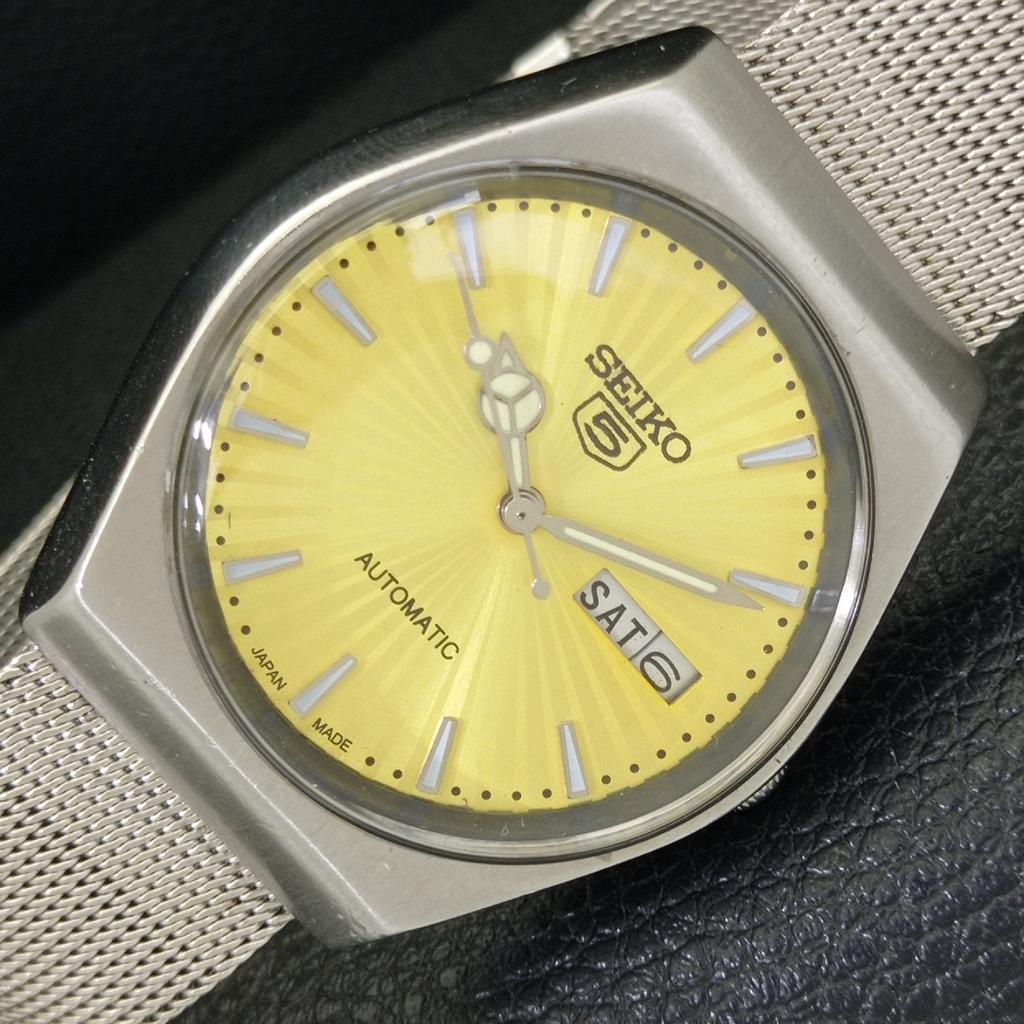 

VINTAGE SEIKO 5 AUTOMATIC 6309A JAPAN MENS GOLDEN COLOR DIAL WATCH a701265-5 R206a-a701265