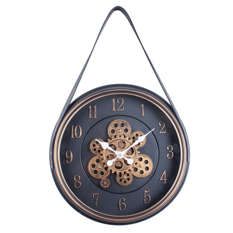 Rotating Circular Gear Art Wall Clock New Retro High-end Clock Antique Style Living Room Decoration Wall Clock