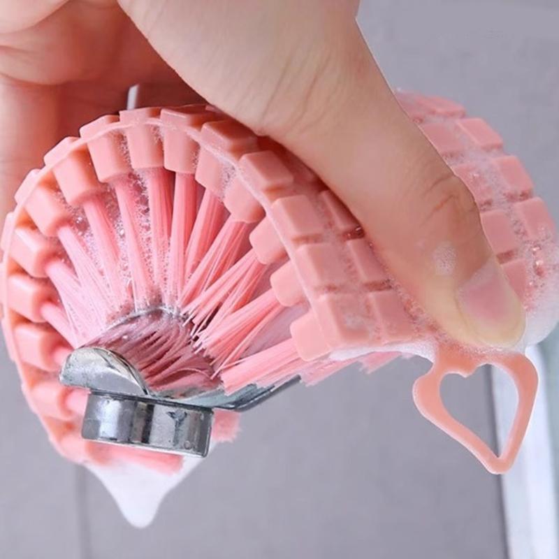 3Pcs Bendable Soft Bristled Brush Random Color Comfort Handle Design Deep Cleaning Tight Space Scrub Brush
