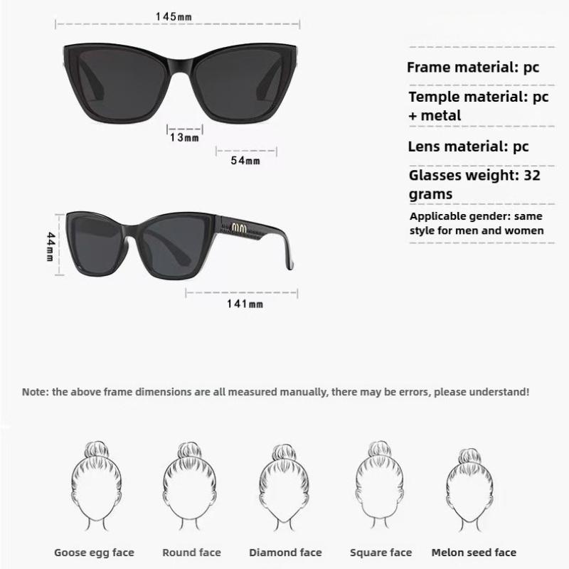 Women's Fashionable and Retro Cat-eye Sunglasses UV400 Ultraviolet-proof Outdoor Large Frame Shades Glasses Eye Protection