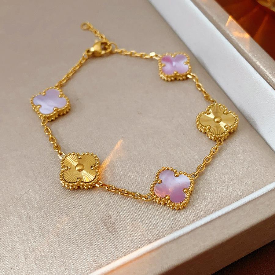 Women's Four-leaf Clover Bracelet Zircon Flower Bracelet Fashionable Exquisite Bracelet Temperament High-end Hand Jewelry