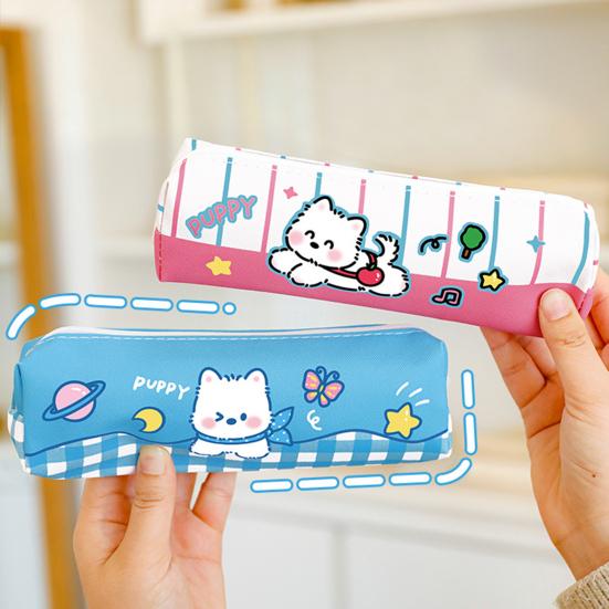 Cute Puppy Pencil Case Large Capacity Pencil Pouch Cartoon Students Stationery