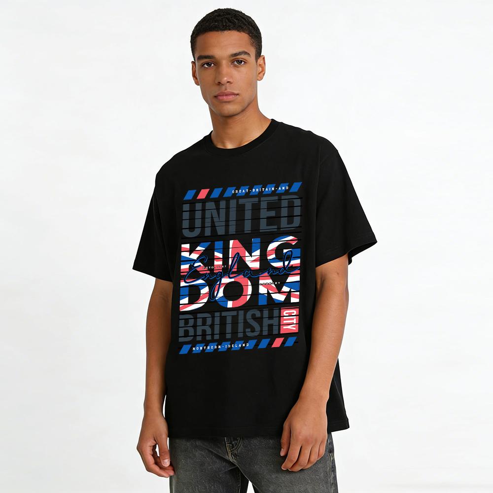 Vintage British Style Union Jack Print Unisex Short Sleeve T-Shirt Pure cotton T-shirt