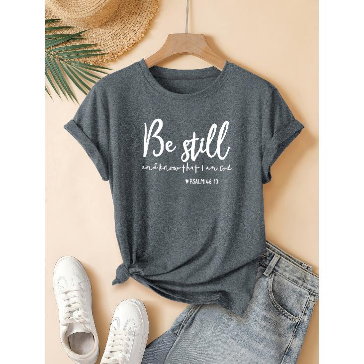 Slogan letter print fashion retro style women's summer casual sporty look,Round-neck short-sleeve top T Shirt