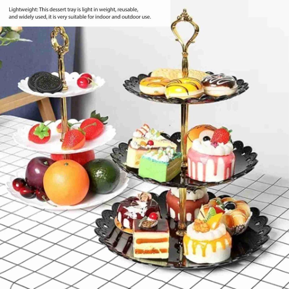 3 Tiers Fruit Cake Display Rack Luxurious Design Cupcake Tower Stand Celebration