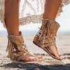 Tassel Flat Toe Sandals Large Size Beaded Cool Boots Women
