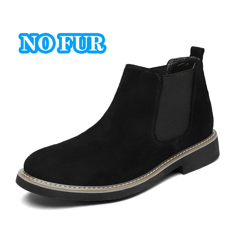 Casual Leather Mens Chelsea Boots New Elastic Strap Ankle Boots Smart Formal Slip on Casual Shoes Business Formal Dress Footwear