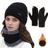 3Pcs/Set Winter Insulation Set, Hat, Scarf, Gloves, Continuous Insulation, Essential for Outdoor Sports and Cycling To Keep Warm