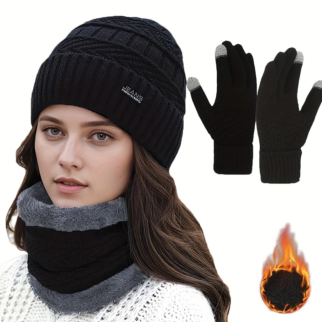 

3Pcs Winter Thermal Set,Warm Hat,Scarf,Gloves,Essential for Outdoor Sports Cycling,Soft and Skin Friendly Fabric чёрный
