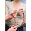 Elegant Women Waterproof Quartz Watch Rhinestone Decor Bezel Date Dial Wide Mesh Metal Band