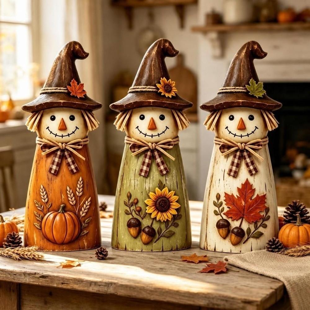 Tischdekoration Holz-Vogelscheuche Vintage-Stil Hexe Tischdekorationen Herbstdeko-Set Herbstsaison