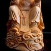 Natural Cypress God of Wealth Figure Statue Hand Carved Solid Wood Suitable For Home Room Office Gathering Wealth Statue