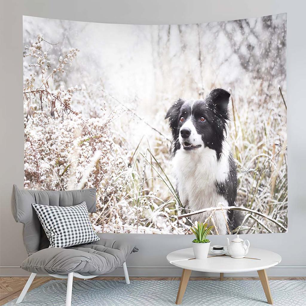 Faithful Partner Tapestry Border Collie Tapestry Nature and Animals Tapestry Art Home Living Room Bedroom Decor Tapestries
