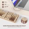 Kaffee Drahtlose Tastatur und Maus, 2,4 GHz 104-Tasten Volle Größe Niedliche Bunte Tastatur mit Nummernblock, Retro Schreibmaschinenstil, Runde Tastenkappen für