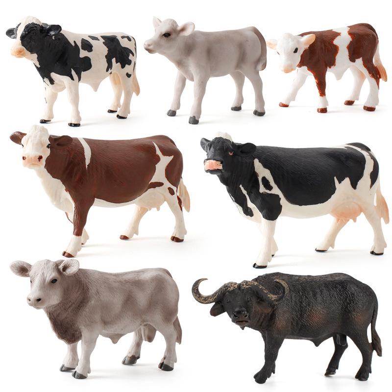 Animal Model Set: Cow, Buffalo, Ox, Rhinoceros, Bison, Bull - Educational Farm Toys for Kids