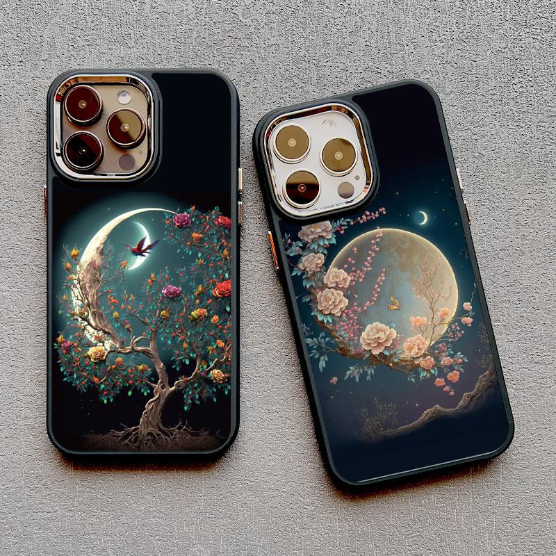 Luxury Moon On The Branch Soft Silicone Phone Cases For iphone 16 13 12 11 Pro Max 15 14 Pro Max Plus XR X XS 7 8 plus SE2 Cover